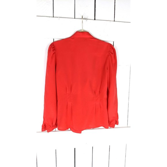 Vintage Anne Klein red sheer long sleeve billowy wrap blouse - Picture 4 of 4